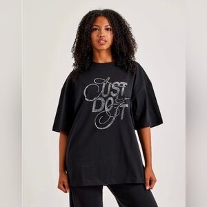 Nike Black Rhinestone 'Just Do It' Graphic Tee